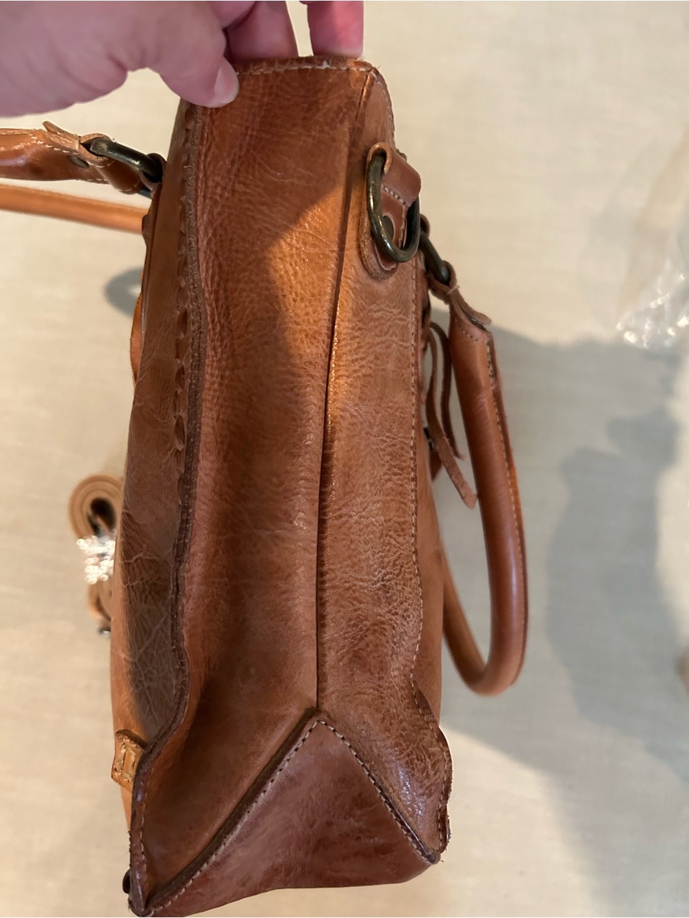 BED|STU Tan Rustic Rockababy Leather Shoulder Tote - Picture 5 of 8